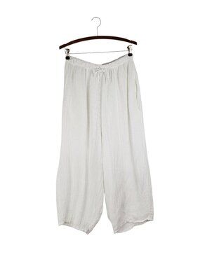Catwalk Studio Cropped Wide Barrel Leg Sheer Woven White Pants Italy Womens L